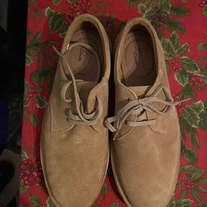 Clarks dark sand suede men shoes